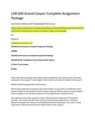 LDR 600 Grand Canyon Complete Assignment Package