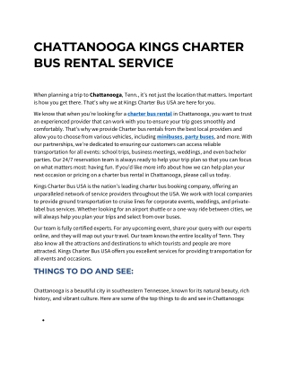 CHATTANOOGA KINGS CHARTER BUS RENTAL SERVICE