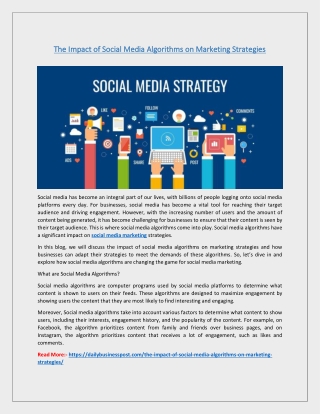 The Impact of Social Media Algorithms on Marketing Strategies