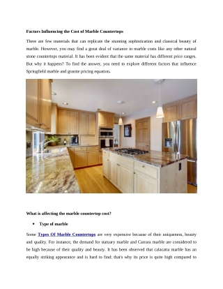 Factors Influencing the Cost of Marble Countertops