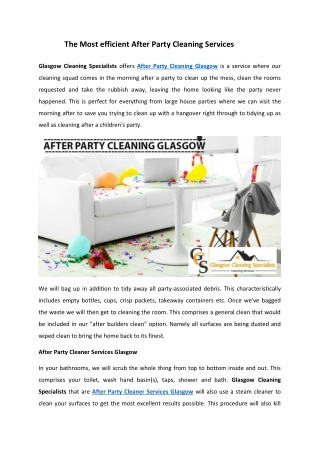 After Party Cleaning Services Glasgow