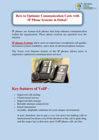 How to Optimize Communication Costs with IP Phone Systems in Dubai?