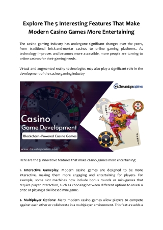 Explore The 5 Interesting Features That Make Modern Casino Games More Entertaining