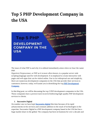 Top 5 PHP Development Company in the USA