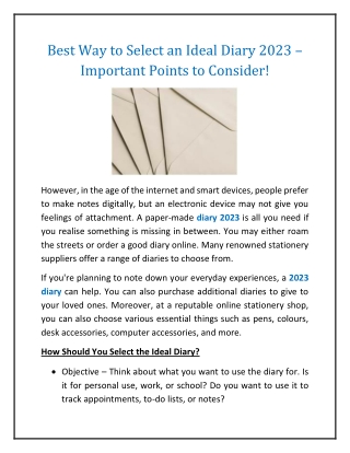 Best Way to Select an Ideal Diary 2023 – Important Points to Consider!