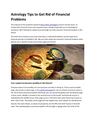 Astrology Tips to Get Rid of Financial Problems: