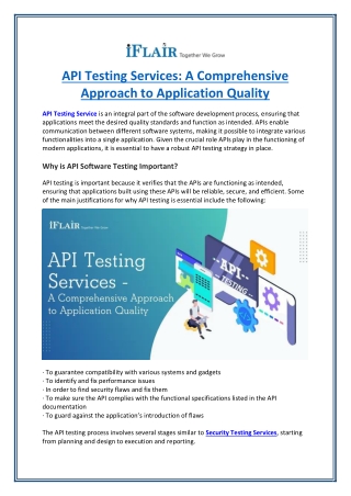 API Testing Services-A Comprehensive Approach to Application Quality