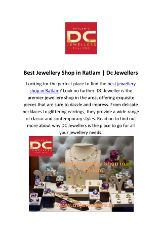 Best Jewellery Shop in Ratlam | Dc Jewellers