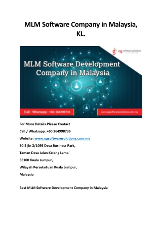 MLM Software Company in Malaysia-kl