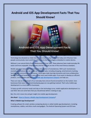 Android and iOS App Development Facts That You Should Know