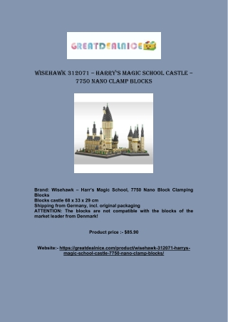 WISEHAWK 312071 – HARRY’S MAGIC SCHOOL CASTLE – 7750 NANO CLAMP BLOCKS