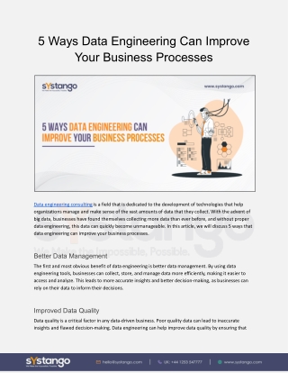 5 Ways Data Engineering Can Improve Your Business Processes