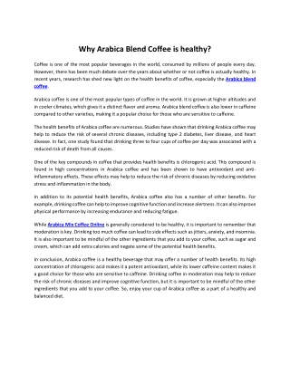 Why Arabica Blend Coffee is healthy ?