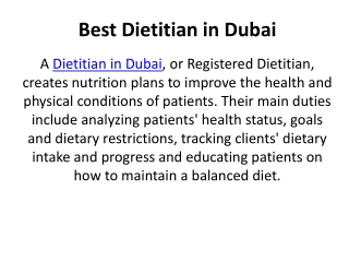 Best Dietitian in Dubai