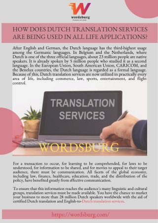 How does Dutch Translation Services are being used in all life Applications?