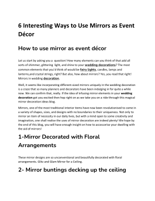 6 Interesting Ways to Use Mirrors as Event Décor