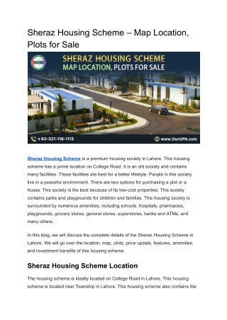 Sheraz Housing Scheme – Map Location, Plots for Sale