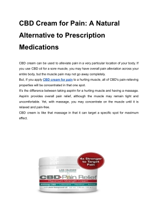CBD Cream for Pain_ A Natural Alternative to Prescription Medications