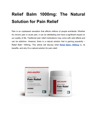 Relief Balm 1000mg_ The Natural Solution for Pain Relief