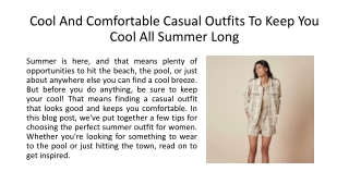 Cool & Comfortable Casual Outfits To Keep You Cool All Summer Long - PAUSE