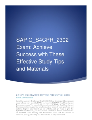 SAP C_S4CPR_2302 Exam: Achieve Success with These Effective Study Tips