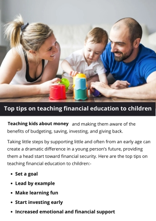 Top tips on teaching financial education to children