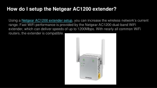 How do I setup the Netgear AC1200 extender_