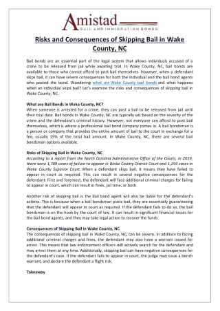 Risks and Consequences of Skipping Bail in Wake County, NC