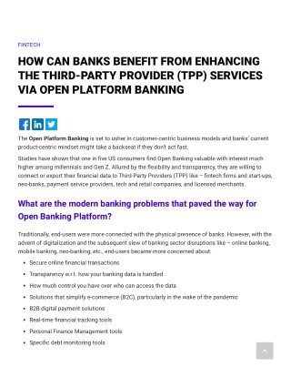 How can banks benefit from enhancing the Third-Party Provider (TPP) services via Open Platform Banking