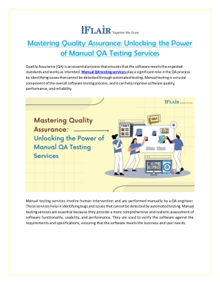 Mastering Quality Assurance: Unlocking the Power of Manual QA Testing Services