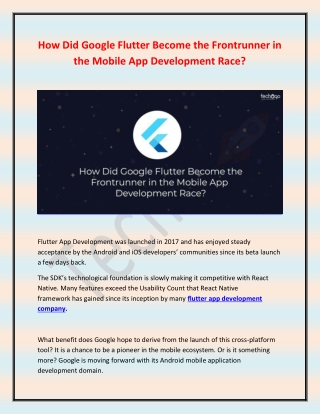 How Did Google Flutter Become the Frontrunner in the Mobile App Development Race