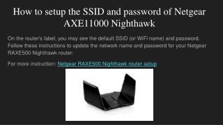 How to setup the SSID and password of Netgear AXE11000 Nighthawk