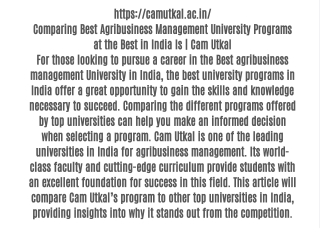 Comparing Best Agribusiness Management University Programs at the Best in India Is | Cam Utkal