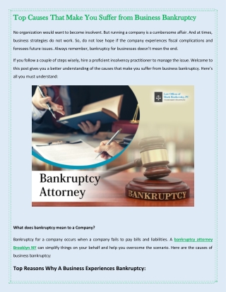 Top Causes That Make You Suffer from Business Bankruptcy