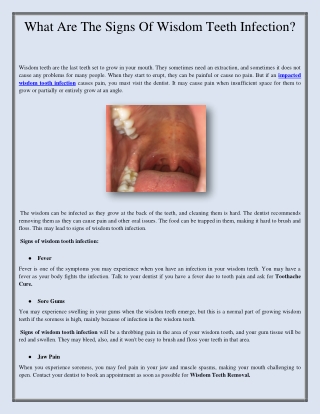 What Are The Signs Of Wisdom Teeth Infection?