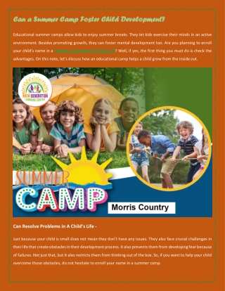 Can a Summer Camp Foster Child Development