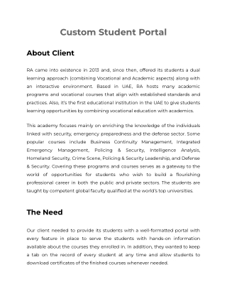 Case study on Custom Student Portal