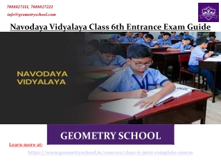 Navodaya Vidyalaya Class 6th Entrance Exam Guide