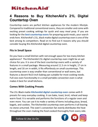 4 Reasons to Buy KitchenAid’s 21L Digital Countertop Oven