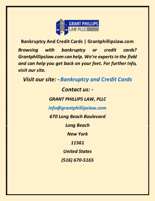 Bankruptcy And Credit Cards  Grantphillipslaw com