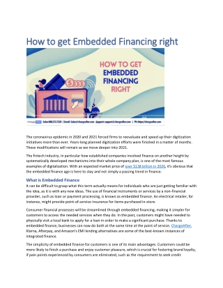 How to get Embedded Financing right