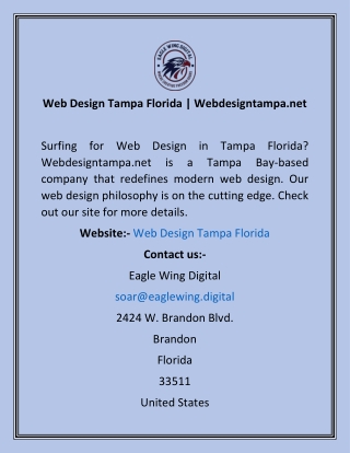 Web Design Tampa Florida  Webdesigntampa.net