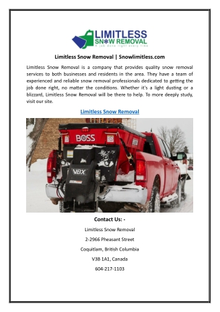 Limitless Snow Removal  Snowlimitless