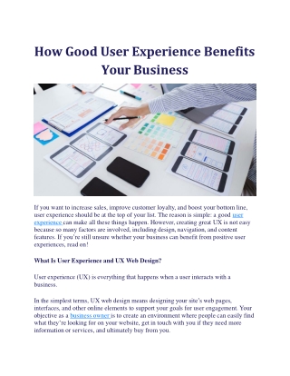 How Good User Experience Benefits Your Business