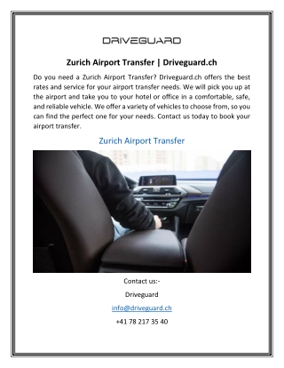 Zurich Airport Transfer | Driveguard.ch