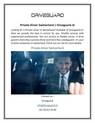 Private Driver Switzerland | Driveguard.ch