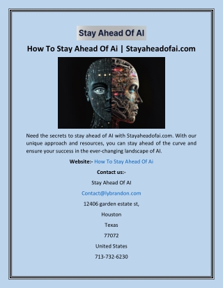 How To Stay Ahead Of Ai  Stayaheadofai