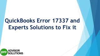 Learn the Methods to Eliminate QuickBooks Error 17337