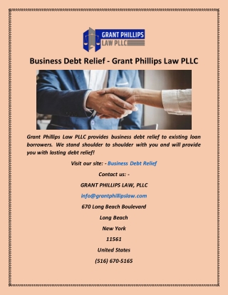 Business Debt Relief  Grant Phillips Law PLLC