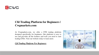 Cfd Trading Platform for Beginners | Cwgmarkets.com